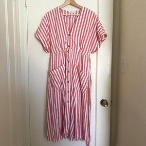 MANGO Striped Button-down Dress